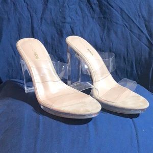 Fashion Nova Two strapped Transparent high heels   Woman sz 10 wide